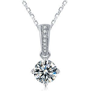Moissanite Pendant with MD Bail Sterling Silver